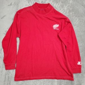 Vtg 90s Detroit Red Wings NHL Starter Embroidered Mock Turtleneck Men's Sz Large